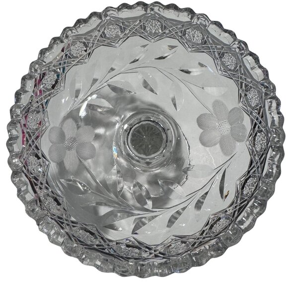 American Brilliant Period Cut Glass Compote Clear - Picture 3 of 10